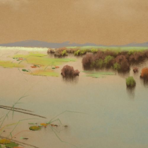 Pastel Sloepen aan een meer