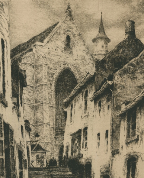 Jef Codron met een ets van een verkoop