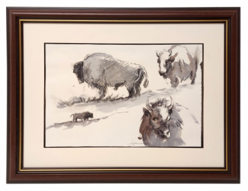 Tekening met Bizons van Jef Janssens kopen