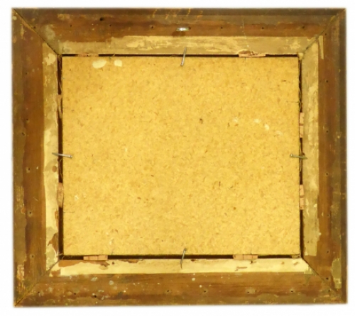 Klein fijn schilderij met eendjes en vijver