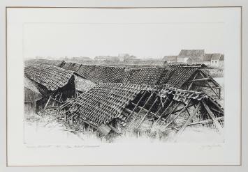 Gesigneerd grafisch kunstwerk van de Belgische etser Jef Van Grieken