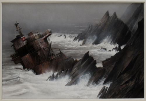 De Belgische kunstschilder Jef Van Grieken met een pastel