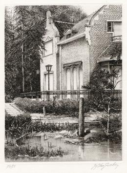 Gesigneerd kunstwerk van de Belgische etser Jef Van Grieken