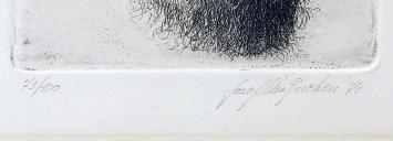 Zelfportret, gravure van Van Grieken