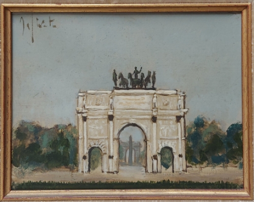 Schilderijtje van Parijs van de Belgische kunstenaar Jef Wauters