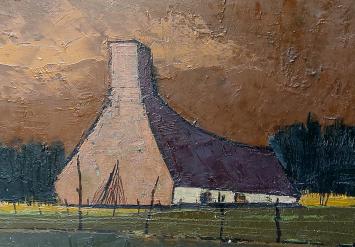Het meisje bij de boerderij – Oil on board – Jef Wauters