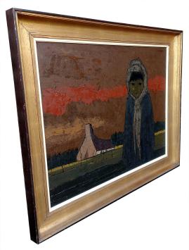 Het meisje bij de boerderij – Oil on board – Jef Wauters