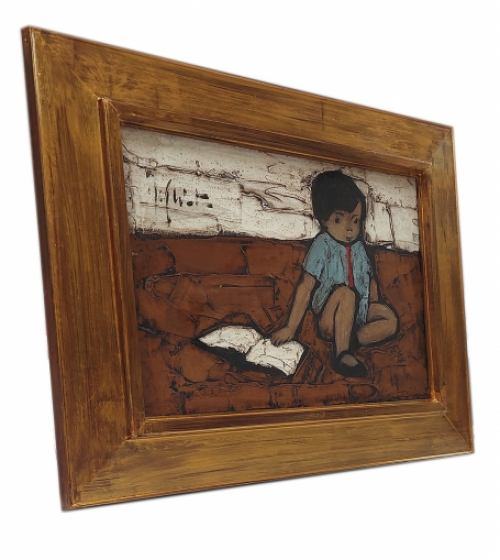 Jef Wauters met een naïef schilderijtje