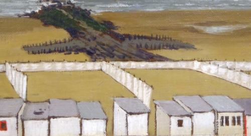 Jef Wauters met een olieverfschilderij