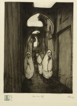 Jehan Frison met een ets uit 1928