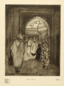 Jehan Frison met een ets uit 1928