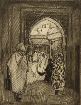 Ets van J. Frison kopen, gesigneerd door de etser