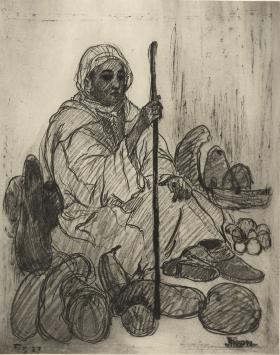 Ets van J. Frison kopen, gesigneerd door de etser