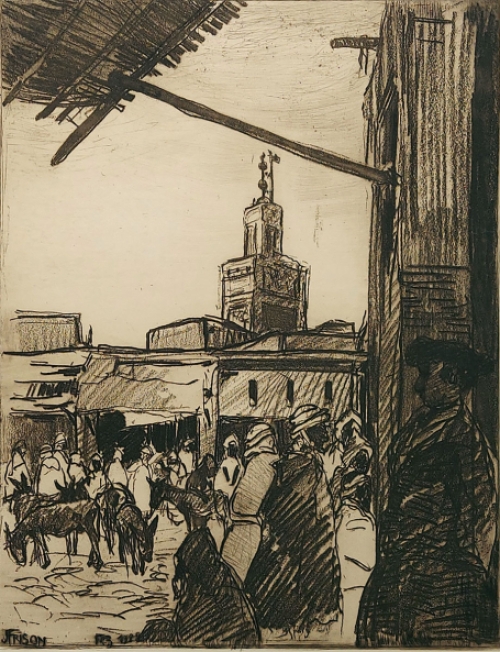 Ets van J. Frison kopen, gesigneerd door de kunstenaar