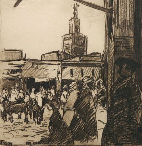 Grote ets van de Belgische kunstenaar Jehan Frison