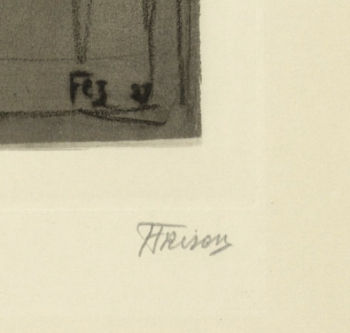 Grote ets van de Belgische kunstenaar Jehan Frison