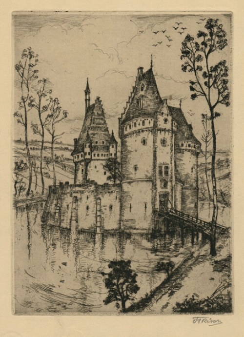 Jehan Frison met een ets, kasteel van Beersel