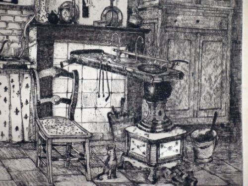 Belgische kunstenaar Jehan Frison met een ets