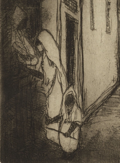 Grote ets van de Belgische kunstenaar Jehan Frison