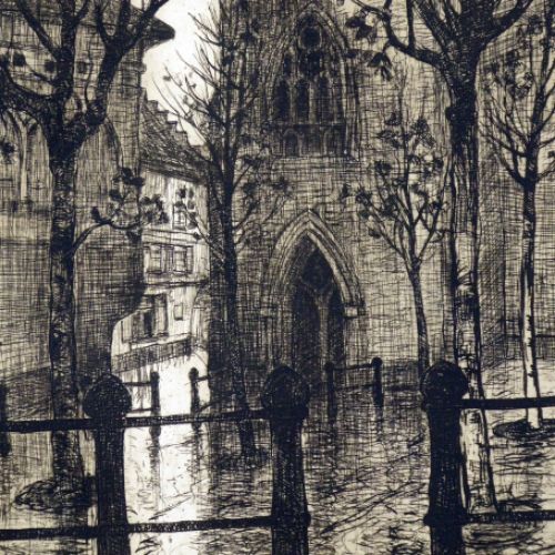 Etch by Jehan Frison Belgian artist Belgian etcher