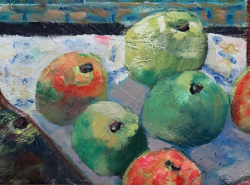 Stilleven met bloemen en appels uit 1917