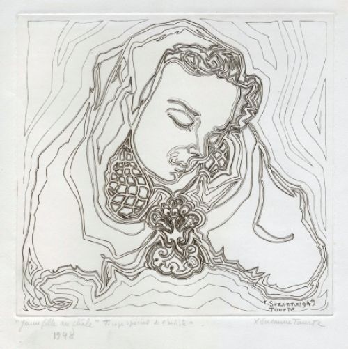Litho van e Franse kunstenares Suzanne Tourte