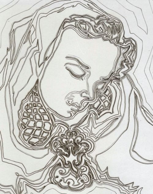 Franse kunstenares Suzanne Tourte, litho uit 1948