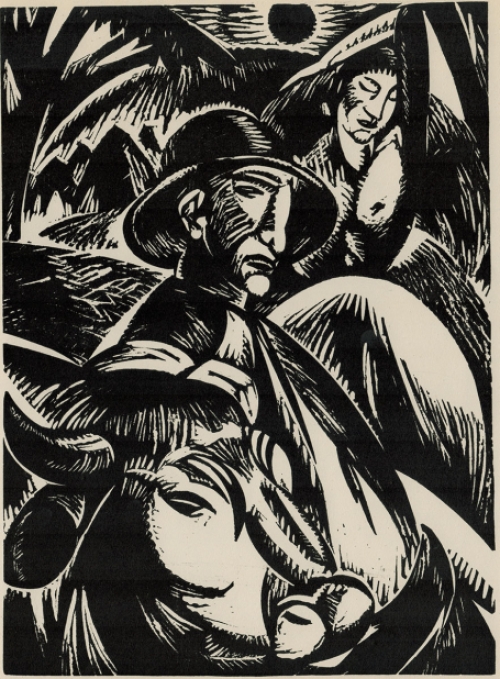 Linocut van de Belgische kunstenaar Jan Frans Cantré uit Gent