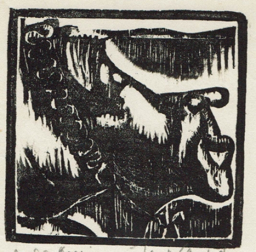 Woodcut van de Belgische kunstenaar Jan Frans Cantré uit Gent