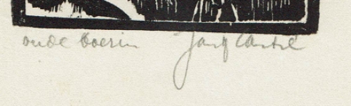 Gesigneerde linosnede van JF Cantré