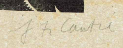 Gesigneerde linosnede van JF Cantré