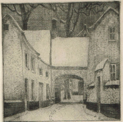 Originele ets van de Belgische kunstenaar Jan Frans Cantré uit Gent