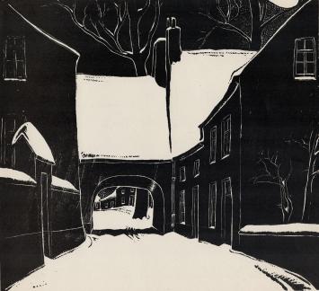 Linocut van de Belgische kunstenaar Jan Frans Cantré uit Gent