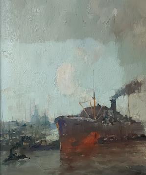 Stoomboten in de haven