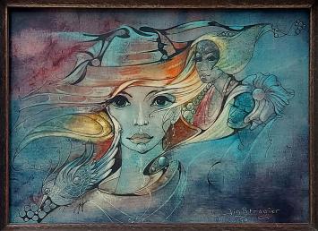 Kunstwerkje op paneel Belgische kunstenares Jin Stragier