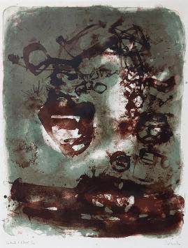 Jules Lismonde met een litho 