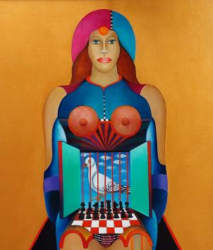 Johan Vanhalst met surrealistisch schilderij