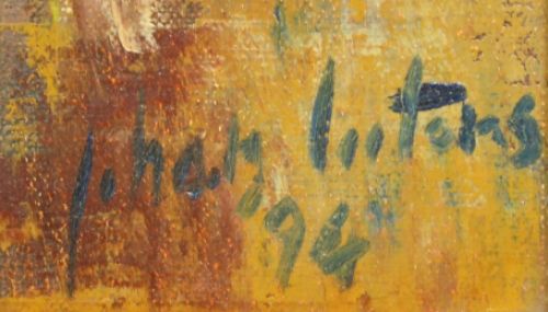 Paard met mestkar in de weide 1994