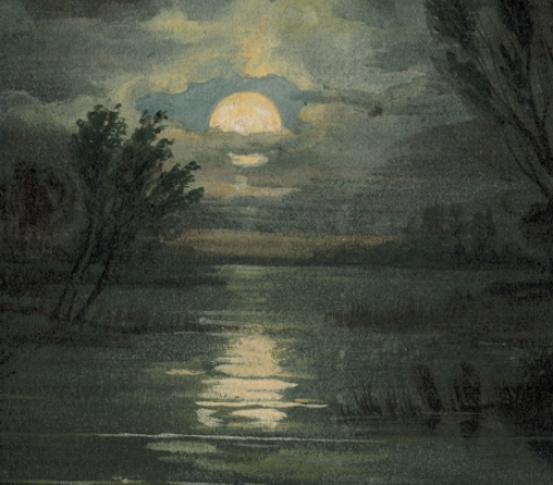 Schilderijtje op papier van de schilder Verreyt