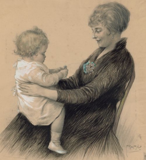 Gedetailleerde tekening van de Belgische kunstenaar Roméo Dumoulin