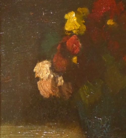 Stilleven Bloemen in blauw vaasje