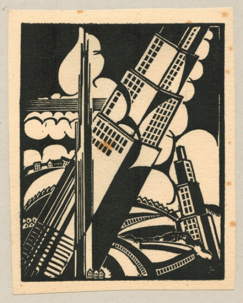 Houtsnede van Joris Minne, Wolkenkrabbers