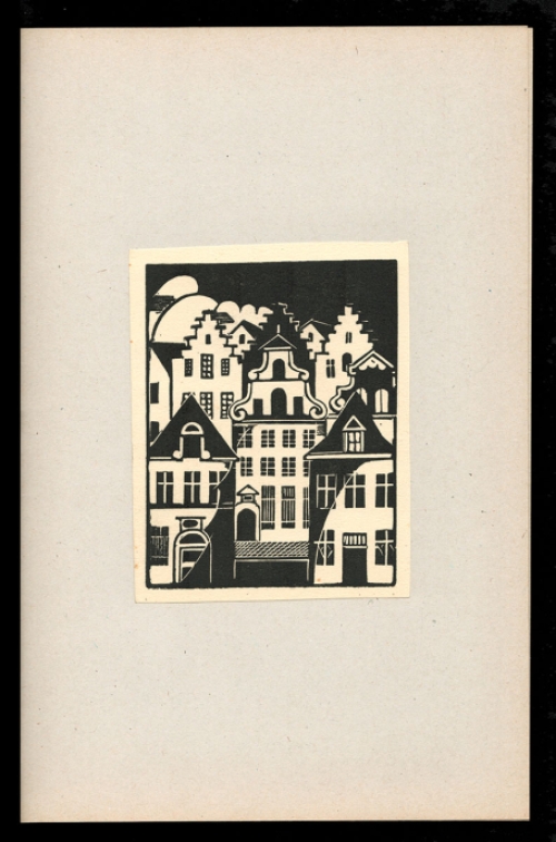 Belgische graficus Joris Minne met een houtsnede uit 1930