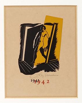 Houtsnede van de Belgische kunstenaar Joris Minne