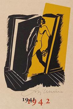 Belgische etser Joris Minne met een houtsnede