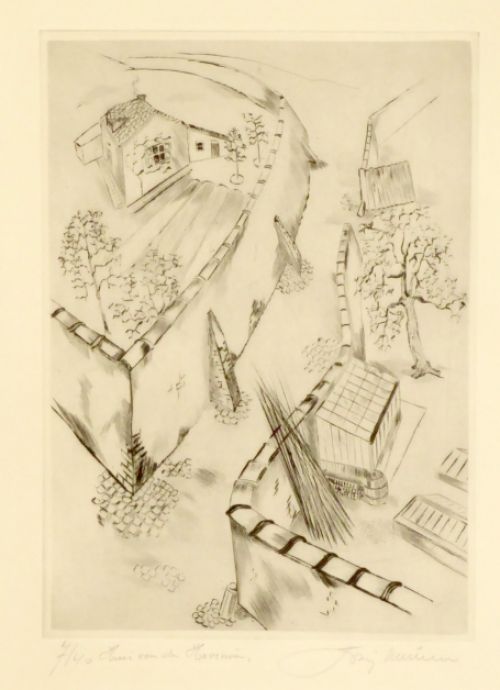 Belgische kunstenaar Joris Minne ets