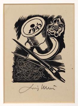 Houtsnede van de Belgische kunstenaar Joris Minne