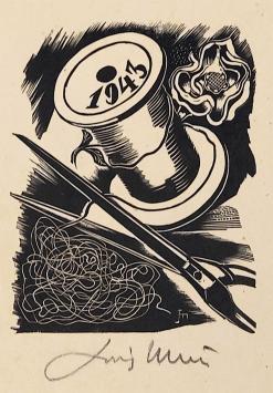 Woodcut van de Belgische kunstenaar J. Minne