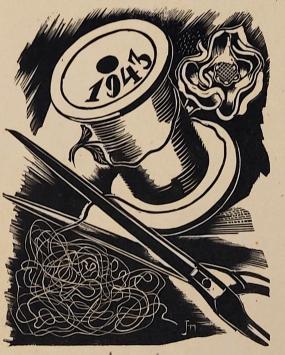 Belgische etser Joris Minne met een houtsnede