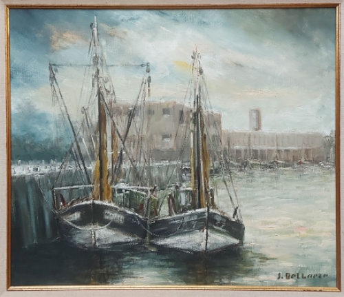 Schilderij vanJos Delbaere met boten